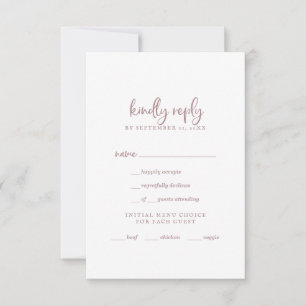 Rustic Rose Gold Script Menu Choice RSVP Card