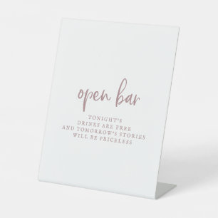 Rustic Rose Gold Script Open Bar Sign