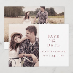 Rustic Rose Gold Script Photo Save The Date