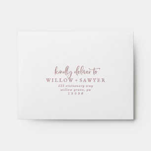 Rustic Rose Gold Script Self-Addressed RSVP Envelope