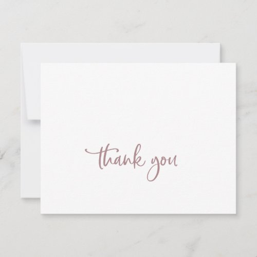 Rustic Rose Gold Script Thank You Card