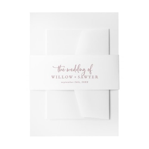 Rustic Rose Gold Script The Wedding Of Invitation Belly Band