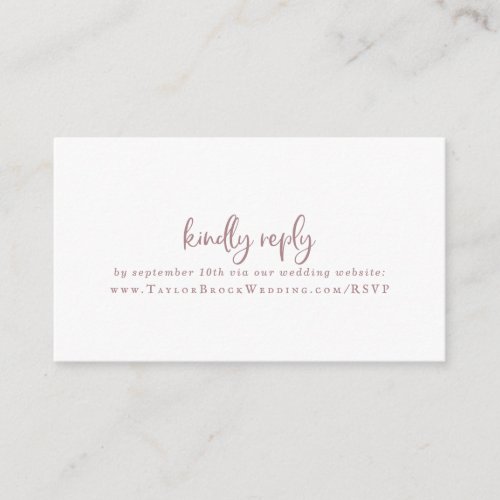 Rustic Rose Gold Script Wedding Website RSVP Enclosure Card