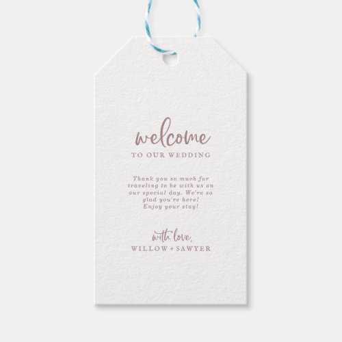 Rustic Rose Gold Script Wedding Welcome Gift Tags