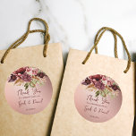 Rustic rose gold terracotta roses fall wedding classic round sticker<br><div class="desc">Rustic metallic rose gold terracotta roses wedding favor gift thank you stickers,  nice for autumn fall weddings.</div>