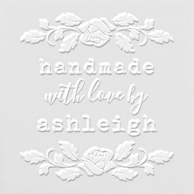 Rustic Rose Handmade With Love | Custom Name Embosser (Design)