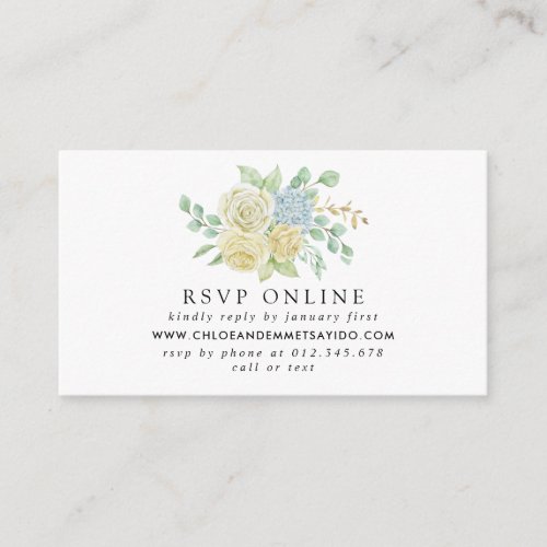 Rustic Rose Hydrangea Wedding Website RSVP Enclosure Card