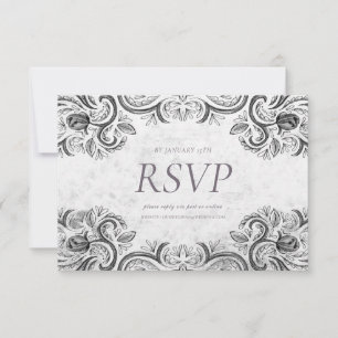 Rustic Rose invitation black and white,