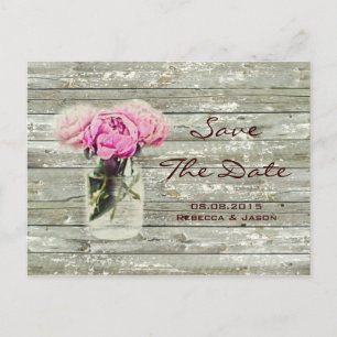 rustic rose mason jar wedding save the date announcement postcard