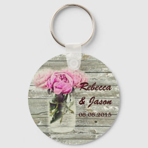 rustic rose mason jar wedding thank you keychain
