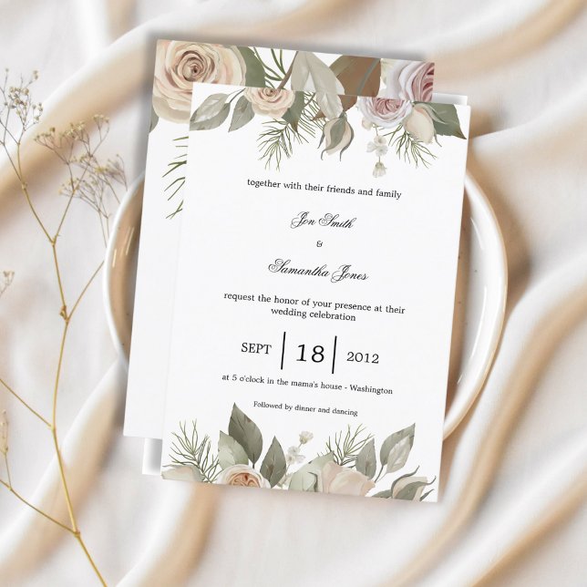 Rustic rose, pink invitation (Creator Uploaded)