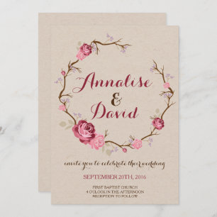 Rustic Rose Wedding Invitation
