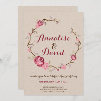 Rustic Rose Wedding Invitation