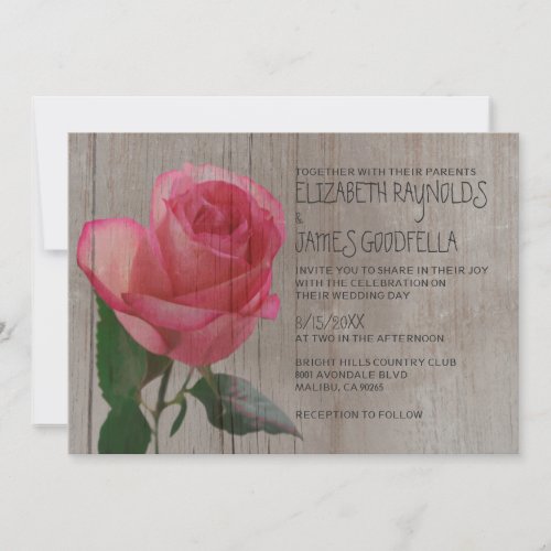 Rustic Rose Wedding Invitations
