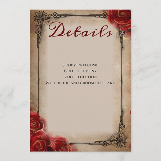 Rustic Rose Wedding Program (Front)