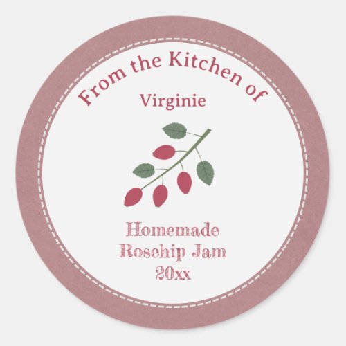 Rustic Rosehip Jam Label Sticker