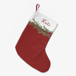 Rustic Rosemary and Berries Watercolor on Red Small Christmas Stocking