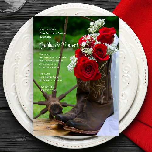 Rustic Roses Country Post Wedding Brunch Personalized Announcement