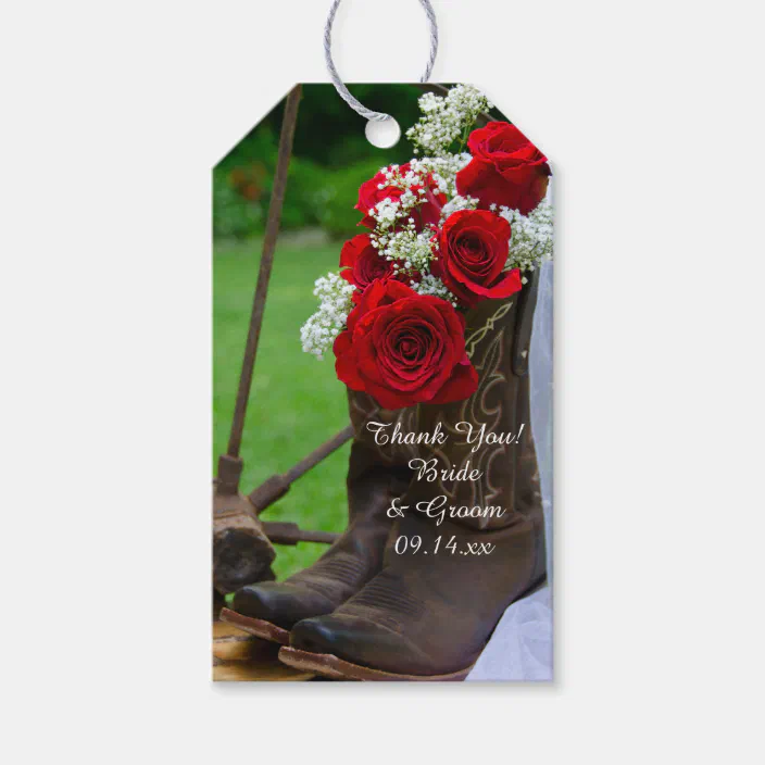 Cowboy Country Western Boots Ranch Wedding Tags 15 Tags Party Favor Tag 