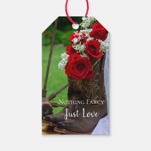 Rustic Roses Boots Western Wedding Save the Date Gift Tags