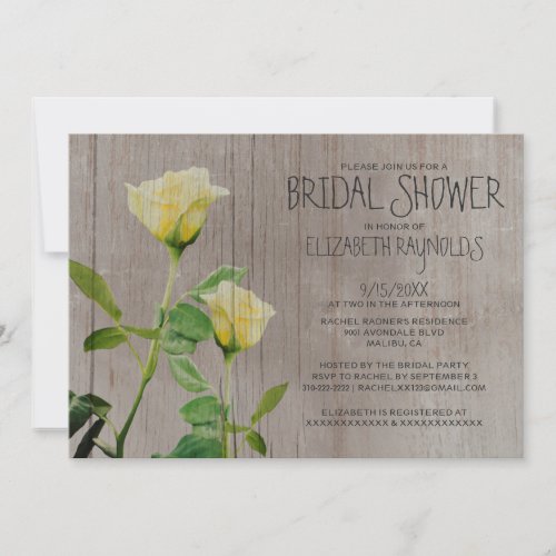 Rustic Roses Bridal Shower Invitations