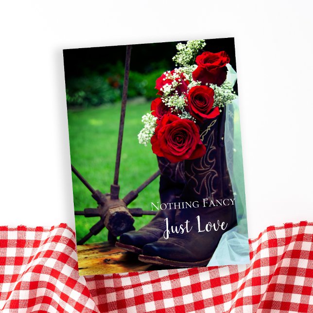 Rustic Roses Cowboy Boots Wedding Save the Date Announcement Postcard (Creator Uploaded)