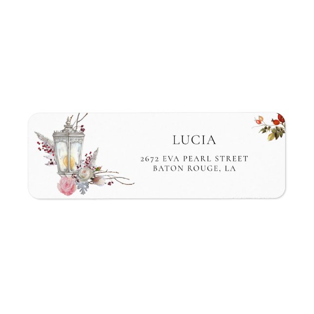 Rustic Roses & Lantern Bridal Shower Address Label (Front)