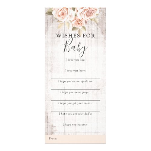 Rustic Roses Shabby Baby Shower Wishes Game Card