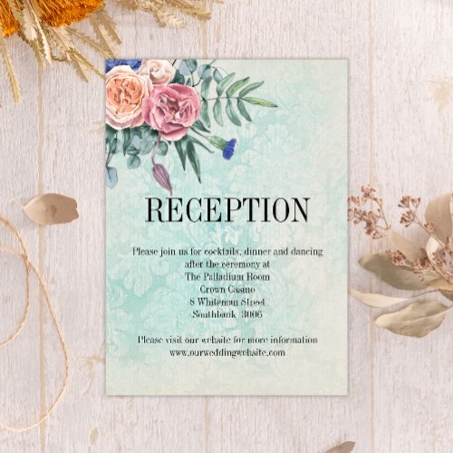 Rustic Roses Shabby Chic Floral Wedding Reception  Enclosure Card