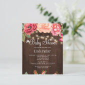 Rustic roses wood BUDGET baby shower invite (Standing Front)