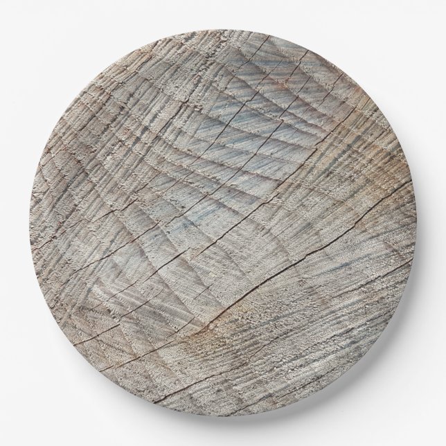 Rustic Rough Wood Disposable Paper Plates (Front)