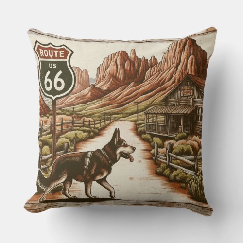 Rustic Route 66 Throw Pillow