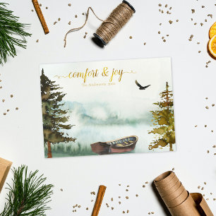 Rustic Row Boat Christmas Holiday Card
