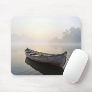 Rustic Rowboat On a Calm Lake Mouse Pad