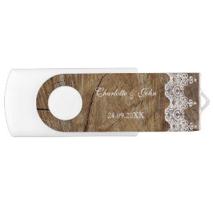 Rustic Royal Save Date Thank you gift 8 GB White USB Flash Drive