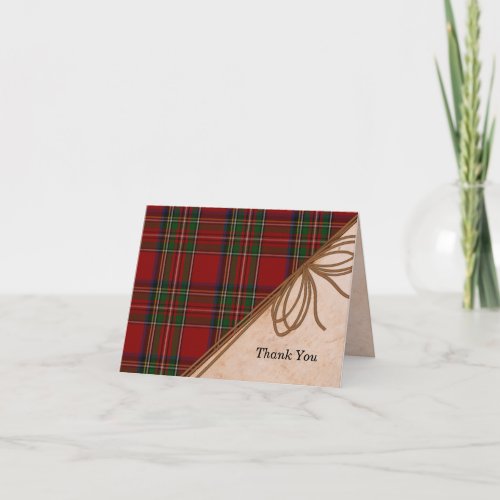 Rustic Royal Stewart Plaid Thank You Note Card