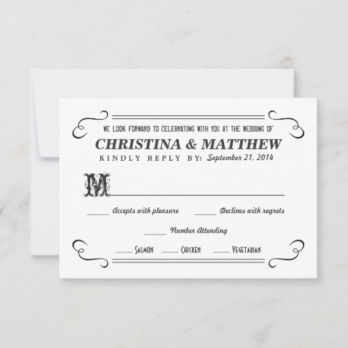 Rustic RSVP Chalkboard Style Reply Cards