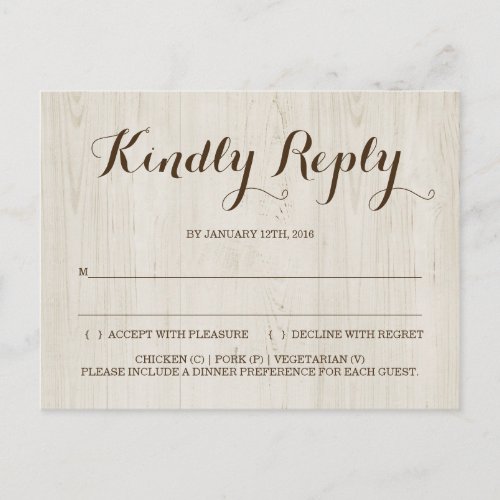 Rustic RSVP Postcard