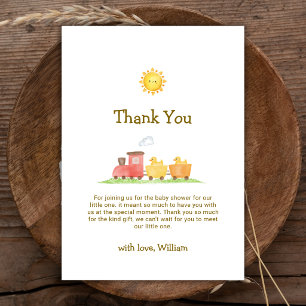Rustic Rubber Duck Choo Choo Train Baby Shower Thank You Card