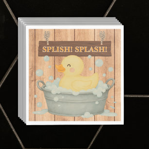 Rustic Rubber Ducky Bubbles Baby Shower Napkins