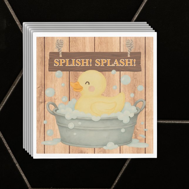 Rustic Rubber Ducky Bubbles Baby Shower Napkins (Creator Uploaded)