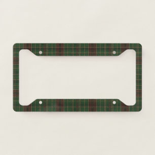 Rustic, rugged outdoors red/green plaid license plate frame