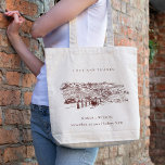 Rustic Rust Brown Winery Mountain Sketch Wedding Tote Bag<br><div class="desc">For any further customization or any other matching items,  please feel free to contact me at yellowfebstudio@gmail.com</div>