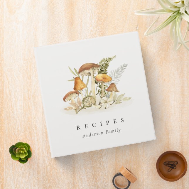 Rustic Rust Orange Mushroom Fern Foliage Recipe  3 Ring Binder (In Situ)