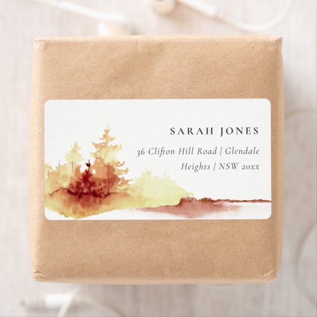 Rustic Rust Orange Yellow Fall Trees Address Label (Insitu)