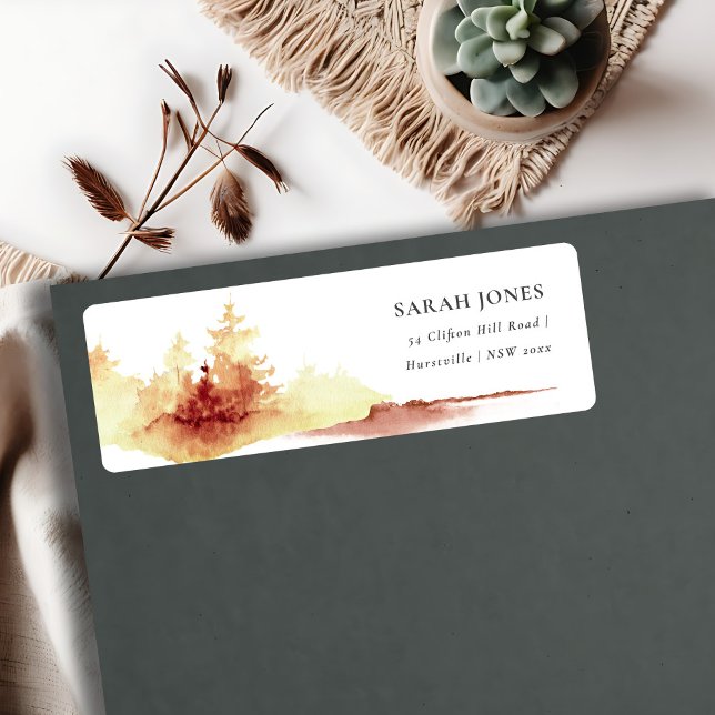 Rustic Rust Orange Yellow Fall Trees Address Label (Creator Uploaded)
