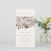 Rustic Rust Winery Mountain Sketch Wedding Invite (Standing Front)