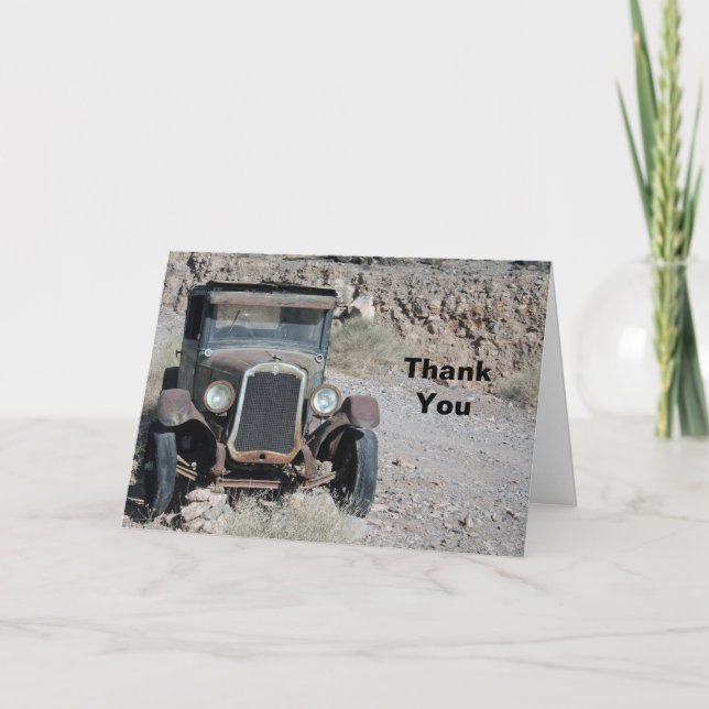 Rustic Rusted Car Photo Thank You Card (Front)