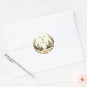 Rustic Rustic Antler Woodland Classic Round Sticker