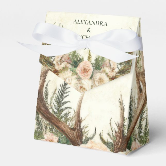 Rustic Rustic Antler Woodland Favor Boxes (Front Side)